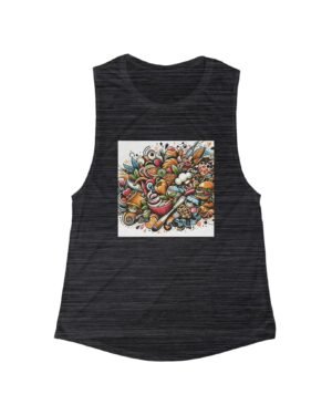 Colorful Artistic Women's Flowy Scoop Muscle Tank
